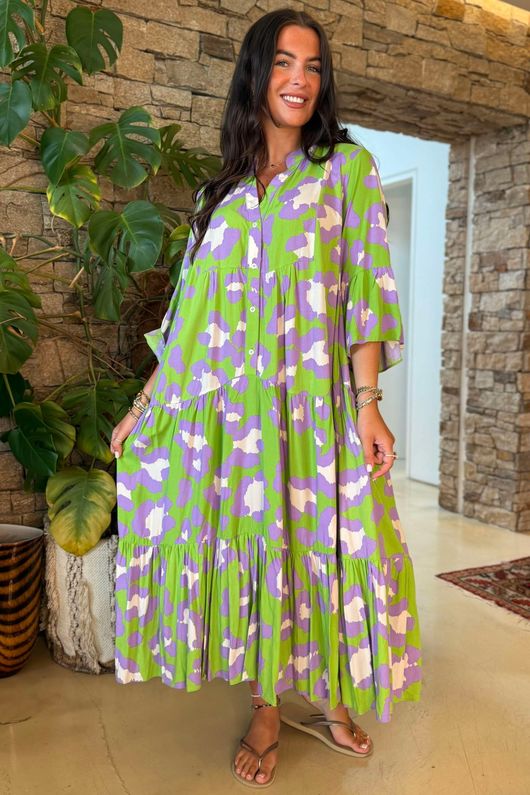 Riven Tiered Maxi Dress Lime /9 =